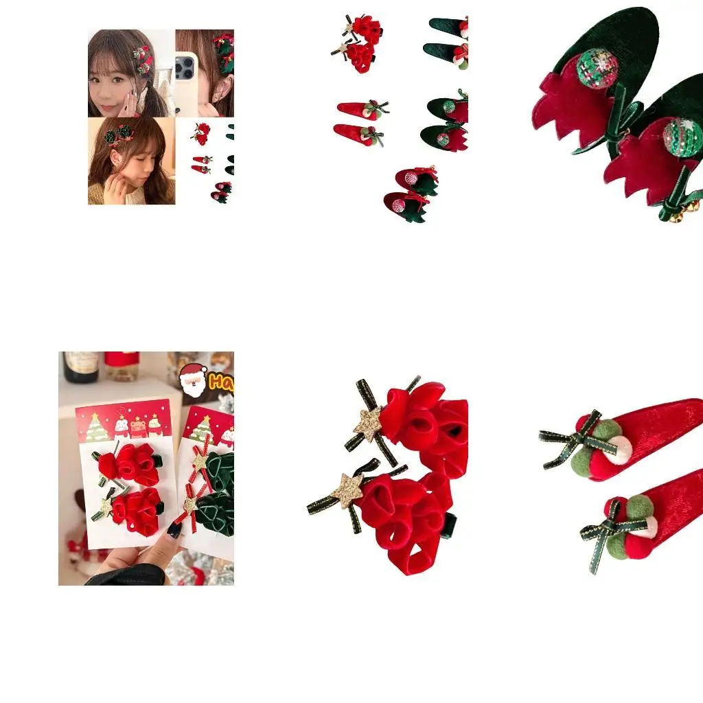 

A52E Sweet Furry Hair Clip Christmas Tree Hairpin Sweet Velvety Bunches Hair Clip