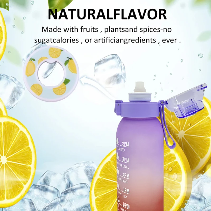LUSQI 1LGradient Scale Flavor Water Bottle With 2Pods Scent Water Cup Fragrant Kettle For Travel Sports Summer Drinkware