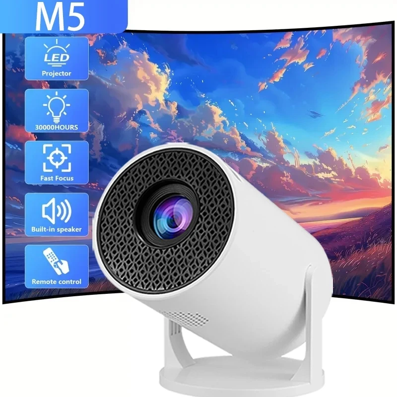 M5 Portable Home Projector, Wired Screen Connection,Built-in