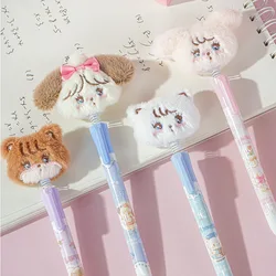 Kawaii Mikko High Appearance Neutral Pen 0.5mm Cartoon Plush Decoration Press Automatic Pen Anime Student Stationery Girl Gift