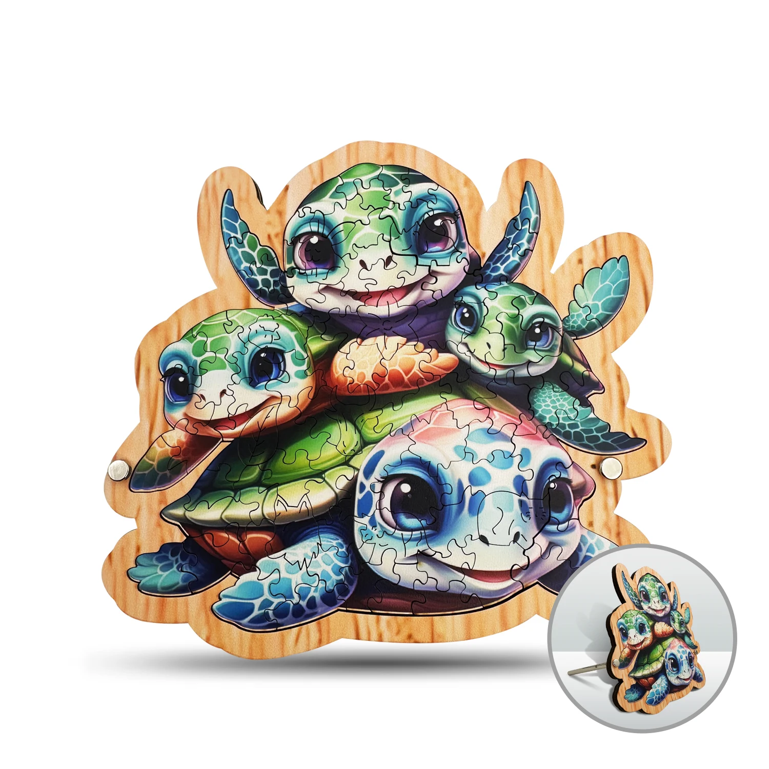 

91 шт., деревянные пазлы с четырьмя черепахами для взрослых с опорной пластиной, деревянные пазлы уникальной формы, современный художественный домашний декор