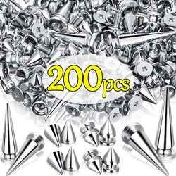 10/200Pcs Silver Rivets Cone Studs Screwback Metal Spike DIY Cool Punk Garment Round Nail Rivet Decoration For Clothes Shoes Bag