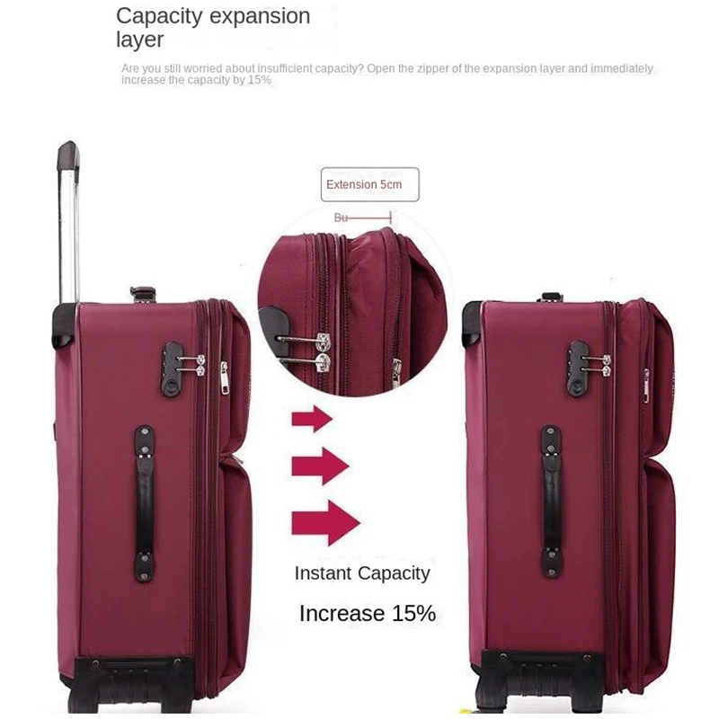 Oxford Suitcase Unisex Student Travel Bag Set Password Trolley Case Rolling Luggage Spinner Wheels 20 \