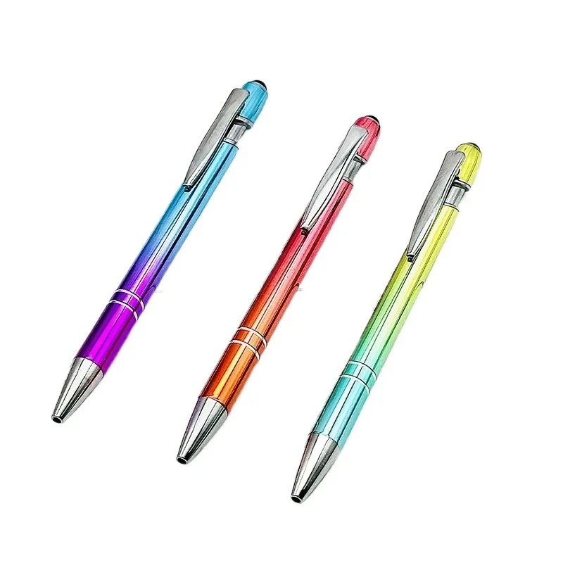 50Pcs Gradient Metal Press Stylus Screen Touch Ballpoint Pen