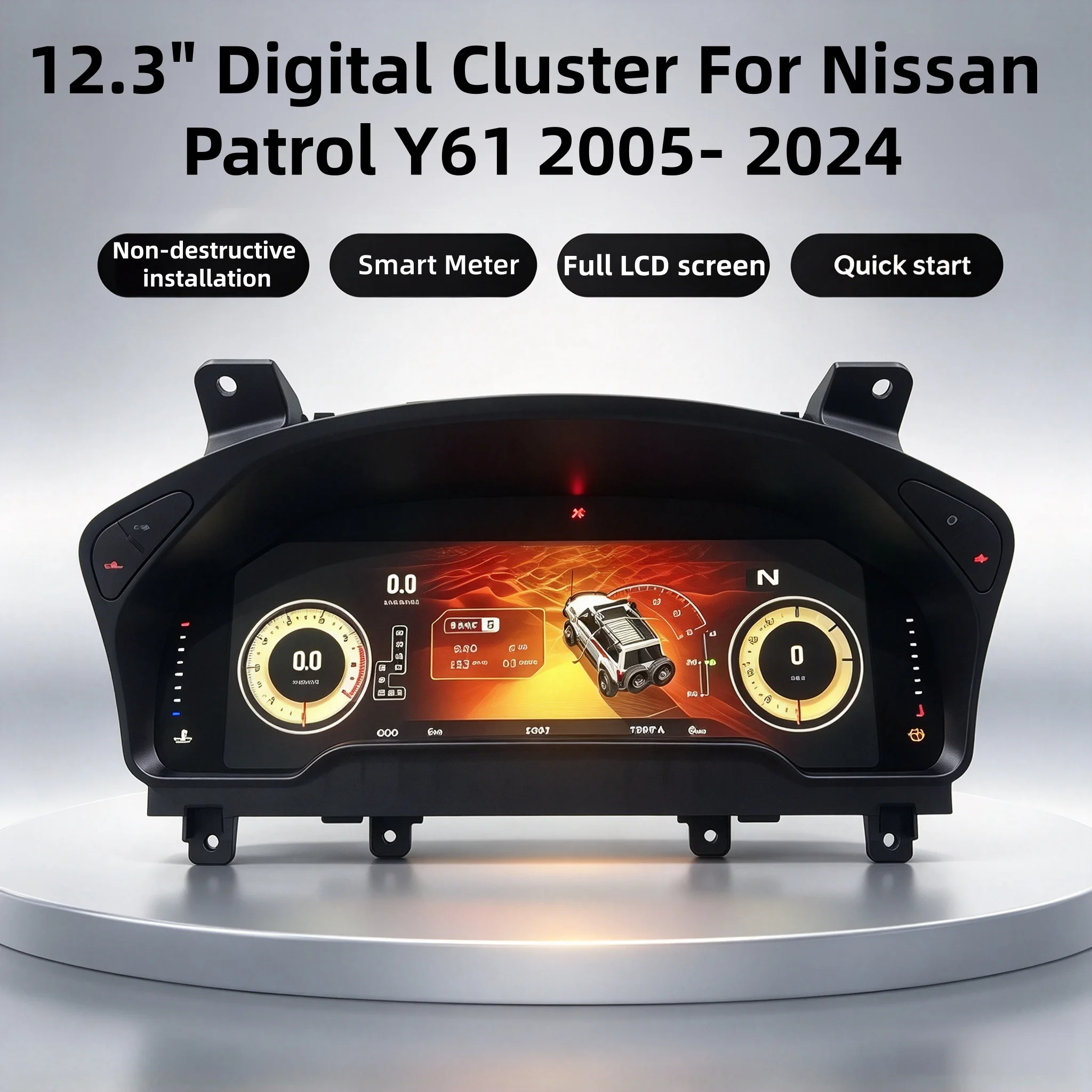High Quality Digital Dashboard Cluster 12.3 Inch For Nissan Patrol Y61 2005-2024 Virtual Speedometer Plug And Play Car Display