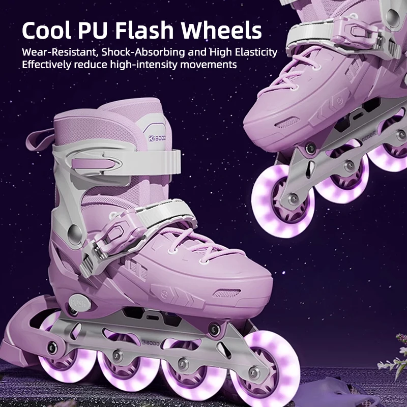 أطفال قابل للتعديل حذاء تزلج بعجلات بنين بنات 8 عجلات فلاش شفرات دوارة أحذية التزلج على الجليد إطار من الألومنيوم التزلج في الهواء الطلق المبتدئين #2