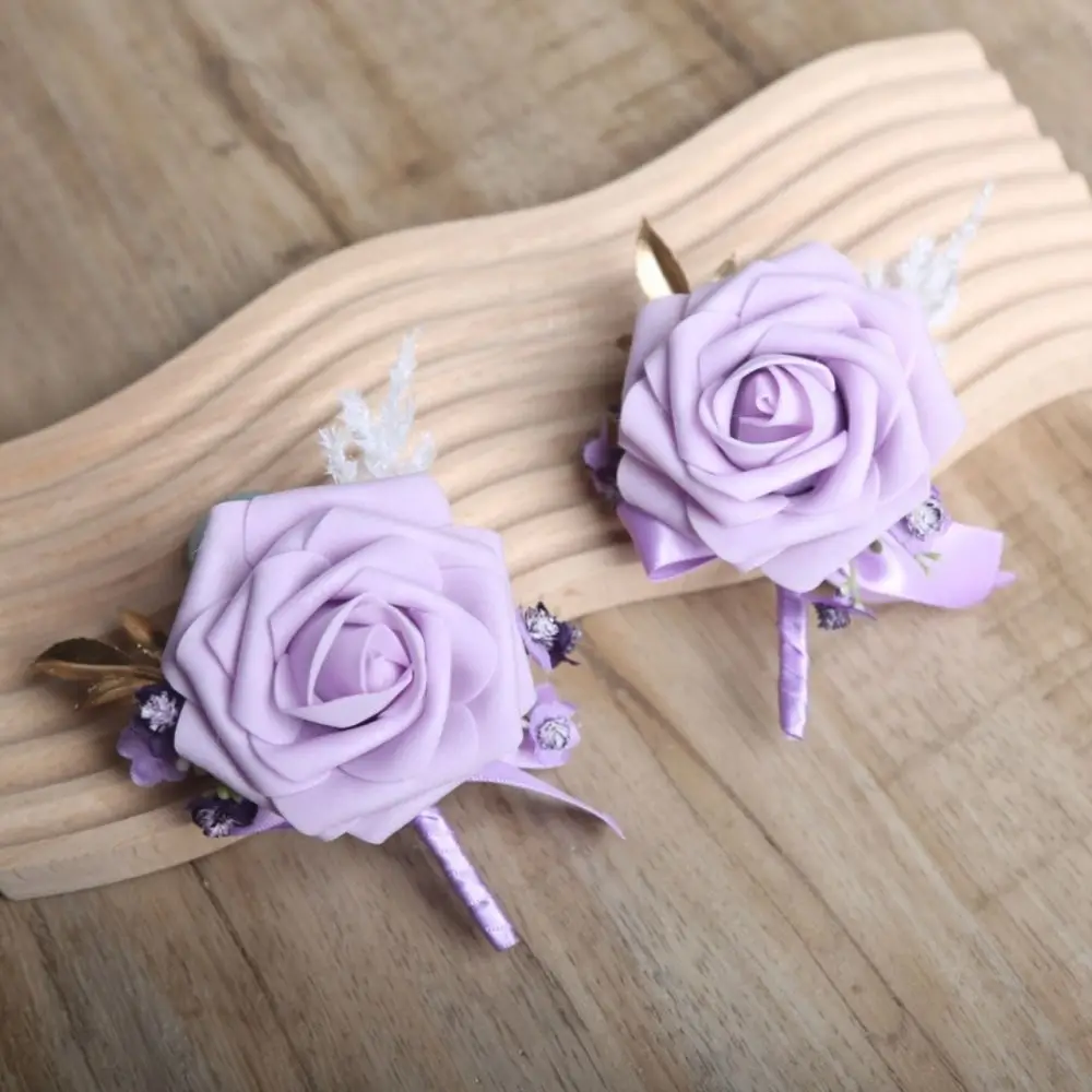 Simple Groom Rose Boutonniere Fashion Romantic Wedding Suit Corsage Buttonhole Artificial Flower Wedding Accessories Western