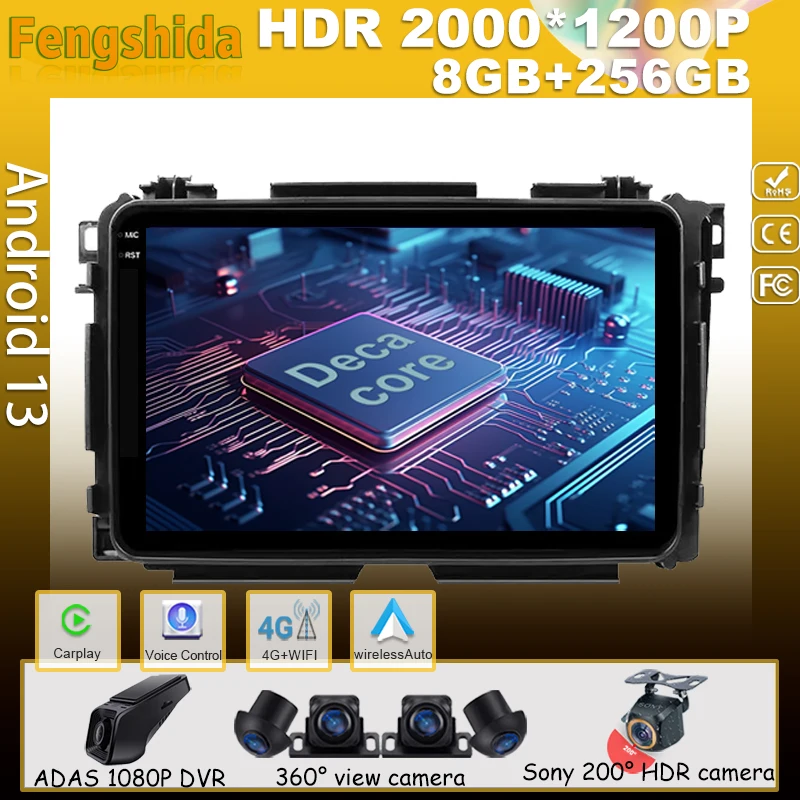 Android 14 For Honda Hr-V Hrv Xrv Vezel 2013 -2019 Car Player 5G Auto Radio Multimedia GPS Video Navigation Carplay NO 2Din DSP