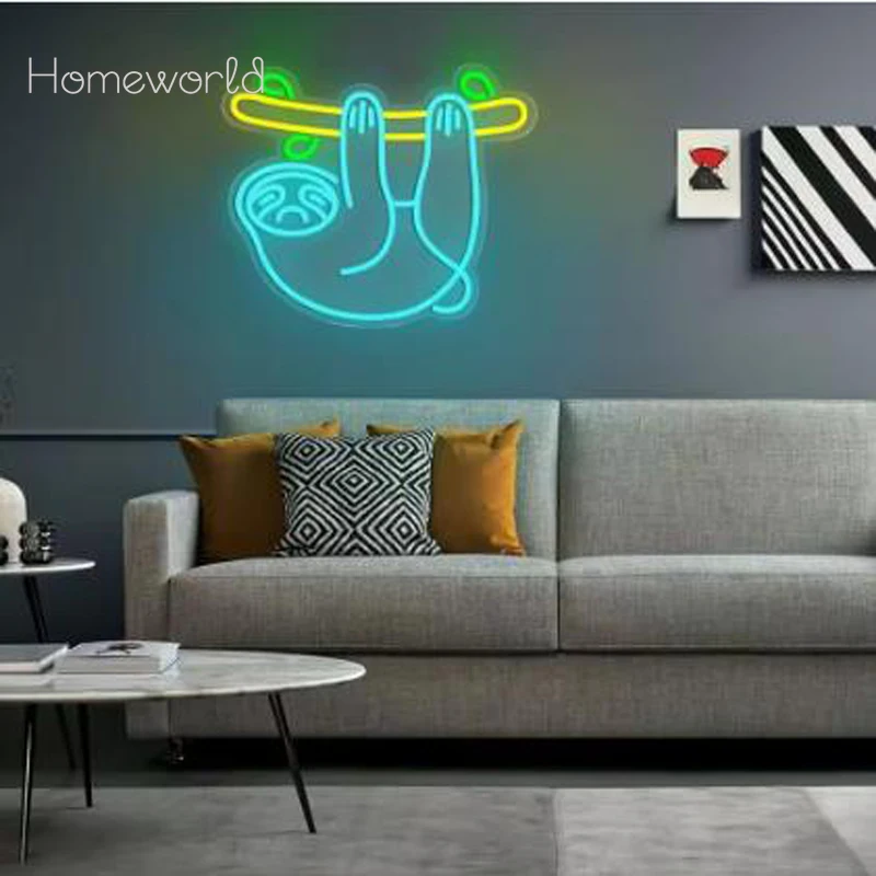 Sloth LED Neon Light sign  USB switch for Boys Girls bedroom living room game room party wall decoration birthday gifts children