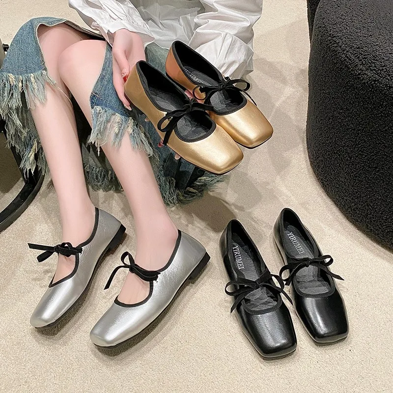 

2024 Spring Women Ballet Flats Fashion Elegant Cross Strap Shoes Ladies Comfort Street Style Soft Sole Ballerinas Shoes Woman