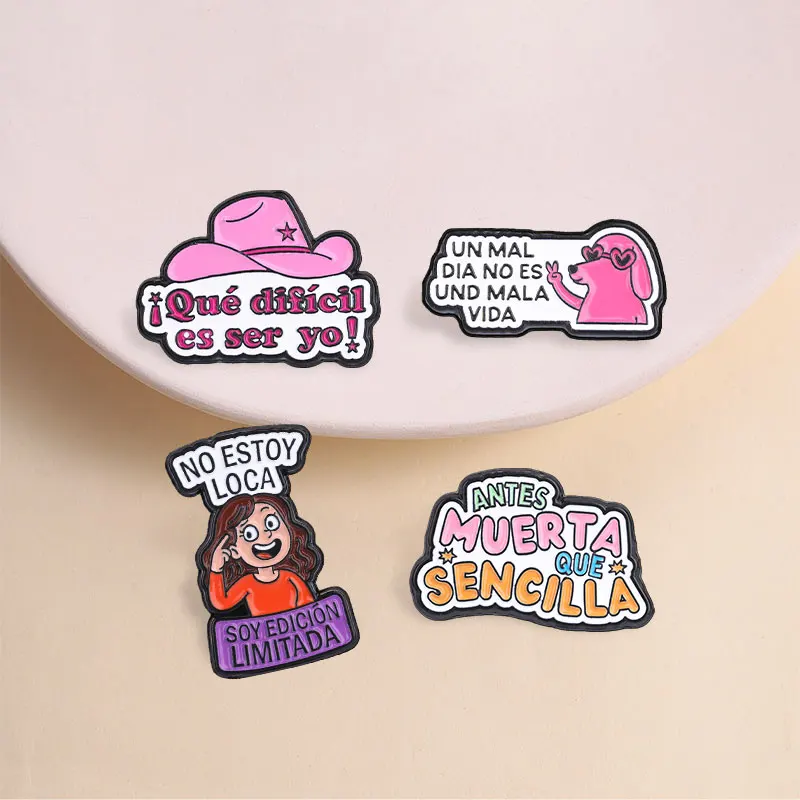 13style Emaille-Anstecknadel mit spanischen Zitaten, Echale Ganas Ponte Las Pilas, positive Slogan-Broschen, Abzeichen, lateinamerikanischer Motivationsschmuck, Geschenk – Detail 2
