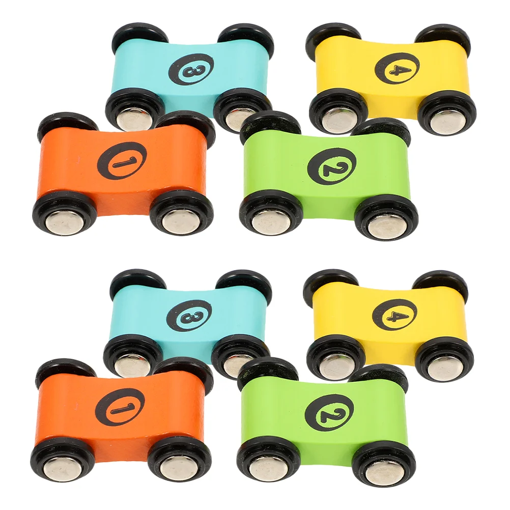 8pcs Kids Wooden Race Car Toy Table Car Model Mini Wood Car Toy Car Track Wooden Car Figurine car game