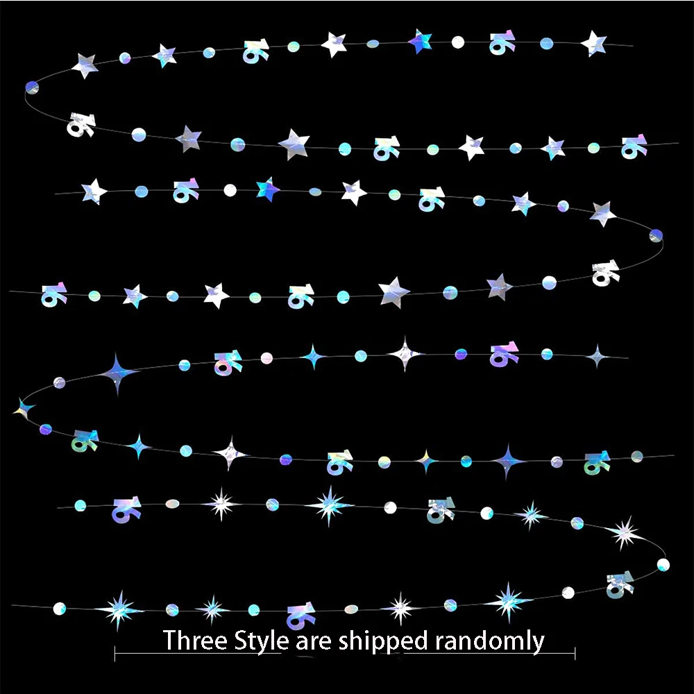 Iridescent Number 16 Paper Star Dot Garland Hanging Bunting for Sweet Rose Gold 16th Happy 16st Birthday Anniversary Party Decor