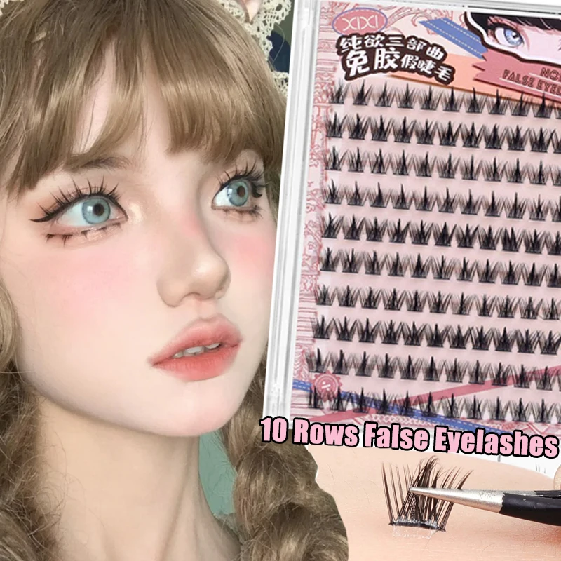 5d selbst klebende falsche Wimpern kleber freie Manga gefälschte Wimpern 7/10/12mm einzelne Cluster Wimpern dickes Wimpern verlängerung Make-up