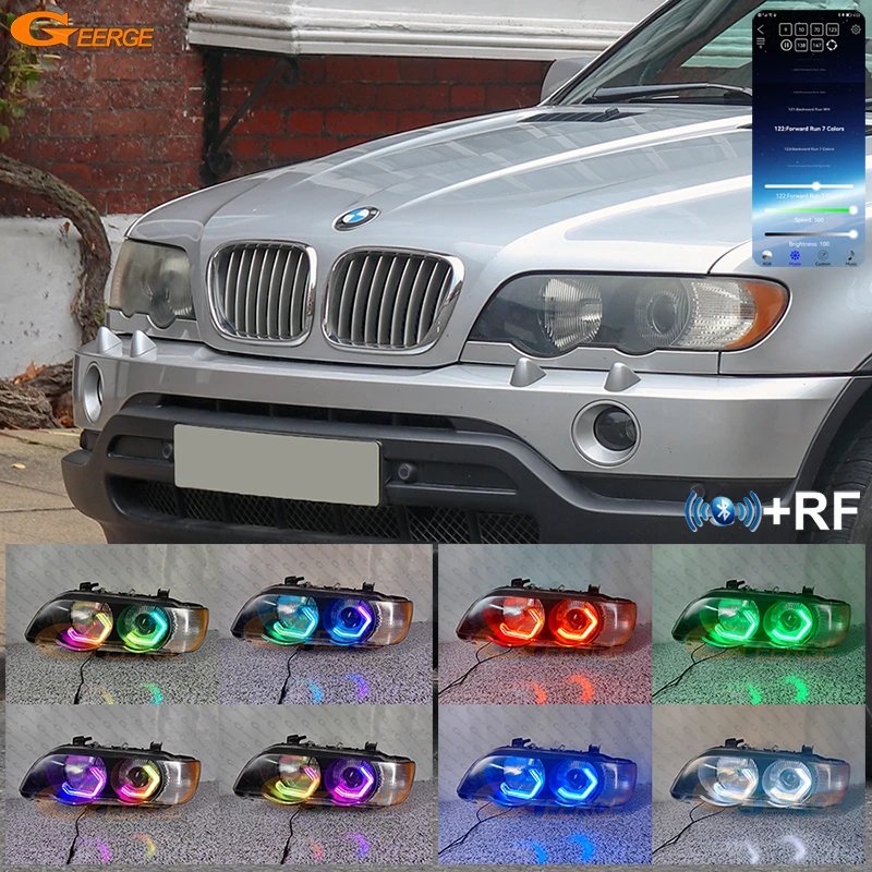 

For BMW X5 E53 2000 - 2006 Crystal Concept M4 Iconic Style Dynamic Flowing Multi Color RGB LED Angel Eyes Kit Halo Rings