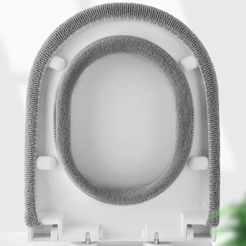Winter Toilet Seat Cover Solid Color Pumpkin Pattern Toilet Seat Cushion Soft and Warm Toilet Seat Cushion Bathroom Toilet