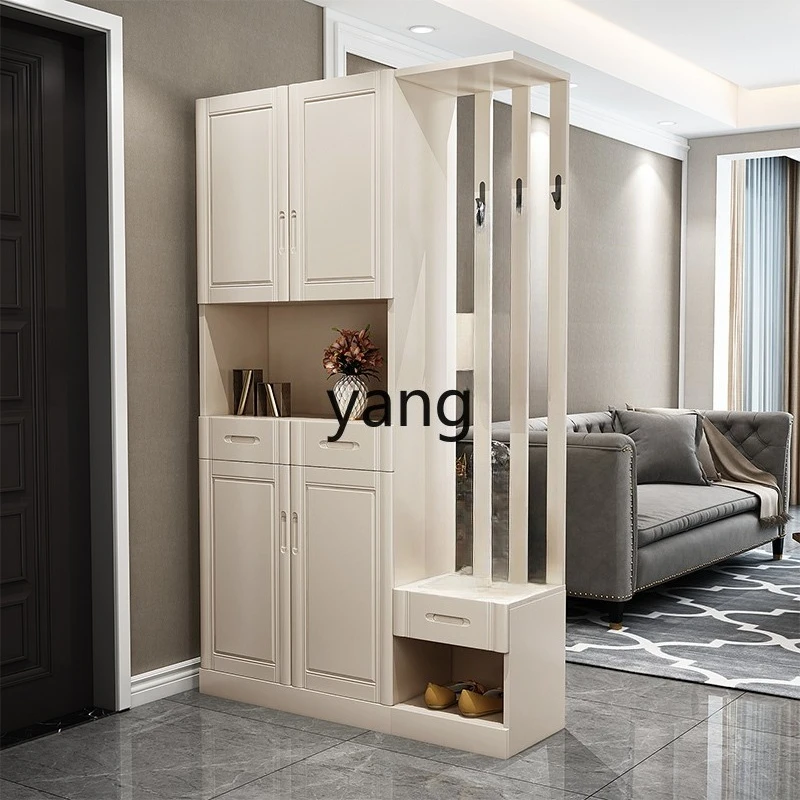 yjq all solid wood porch cabinet small apartment entrance hall Chinese living room partition shoe cabinet household