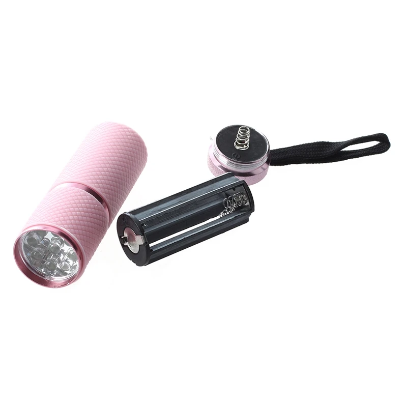 10X Outdoor Mini Pink Rubber Coated 9-LED Flashlight Torch CNIM Hot