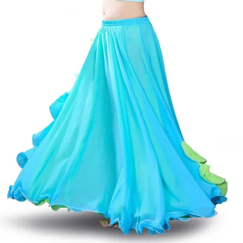 Chiffon Belly Dance Skirt Slit Tribal Bellydance Skirts Belly Dancer Costumes for Women Carnival Outfit