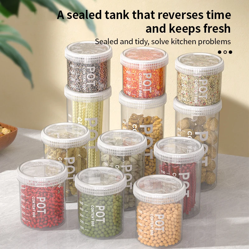 Grain Storage Box Moisture-proof Snack Storage Jar Transparent Cereal Sealed Container Home Food Seal Box Coffee Beans Dispenser