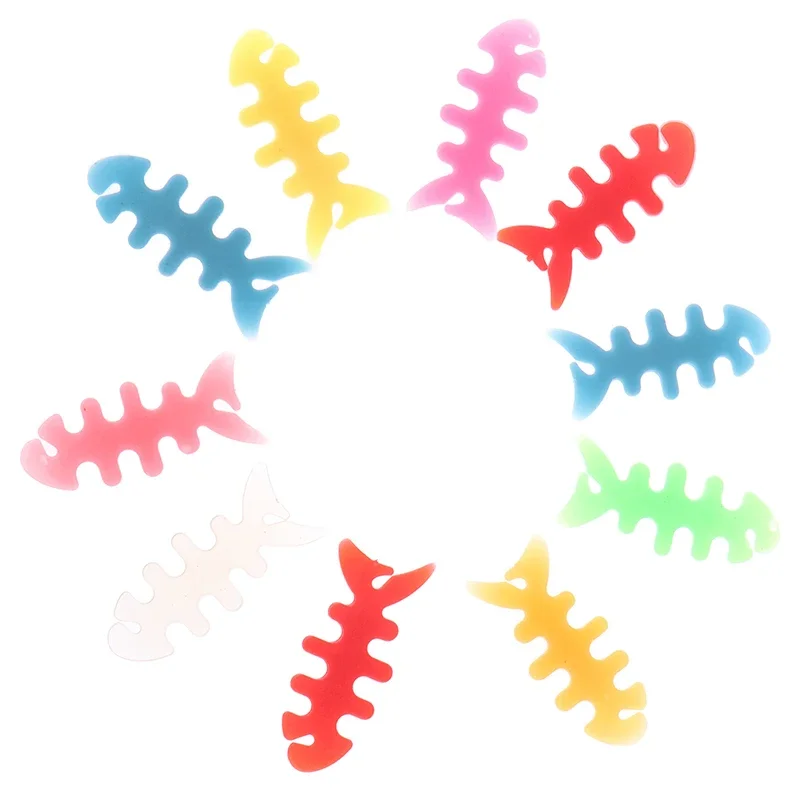 Fish Bone Silicone Auto Cable Cord Wire Organizer Bobbin Winder Smartphone Wrap for Headphone Earphone Data Cable Winder