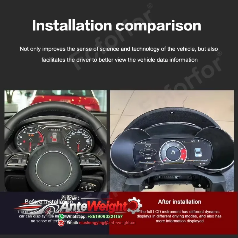 12.3'' LCD Dashboard for Au-di A3 2014-2020 Car LCD Smart Dashboard Instrument Panel Speedometer Vehicle Speed Display Table