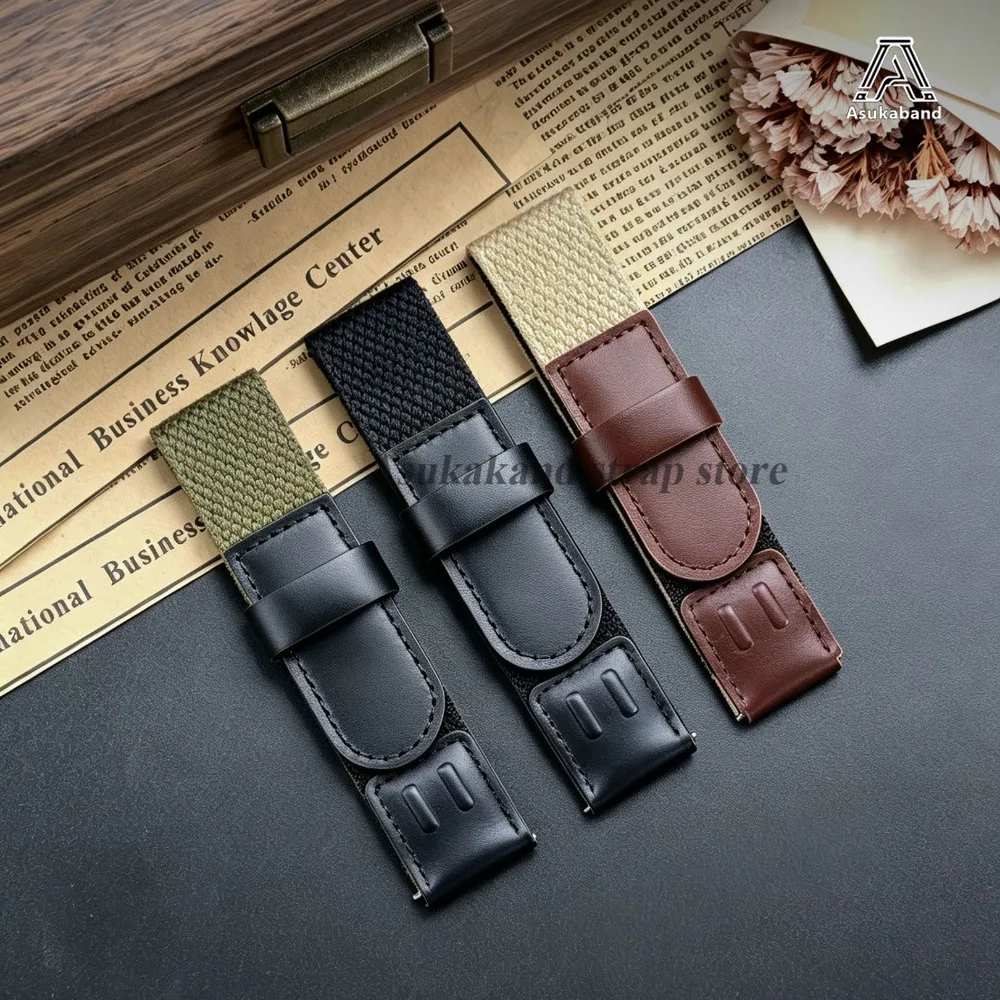 Leather Nylon Watch Strap 19mm 20mm 22mm Band for Timex Watchband Quick Release Military Style for Omega Wristband Men Bracelets view 3
