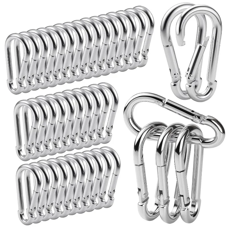 Mini M4 Carabiner Spring Snap Hook Stainless Steel Carabiner Clip Rope Connector Outdoor Camping Hiking D-ring Keychain Buckle