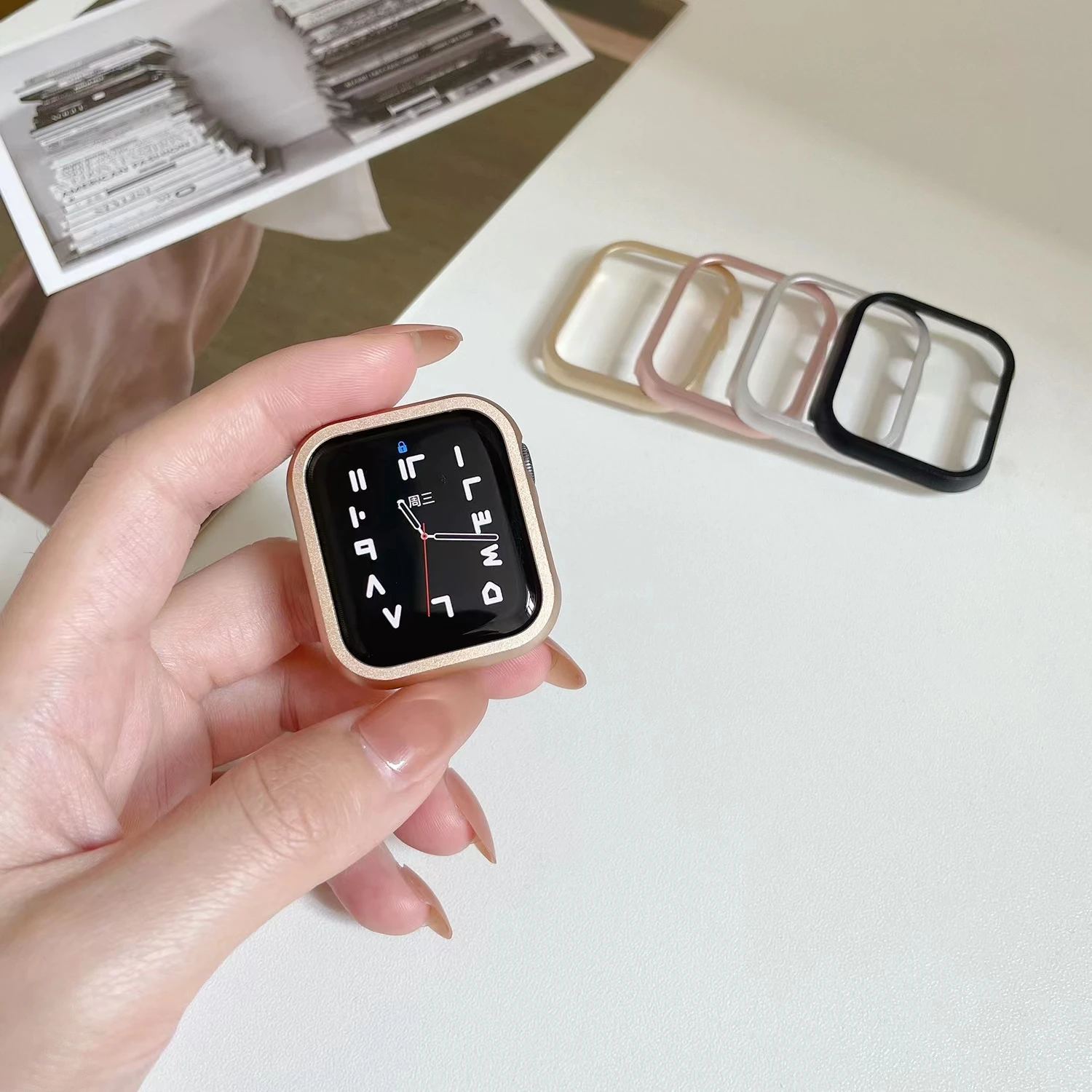 40/44 مللي متر المعادن الإطار الوفير حامي ل أبل ووتش SE 8 7 6 5 38/42 مللي متر 49 جدا قشرة صلبة ل IWatch 4 3 2 1 41/45 مللي متر حالة غطاء