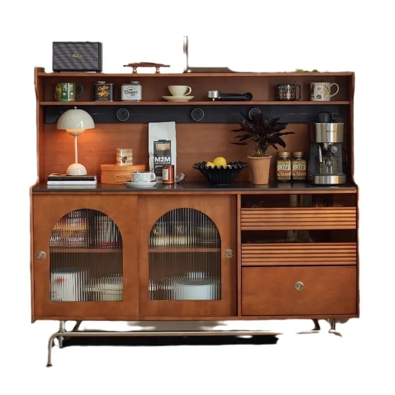 

Solid wood retro dining side cabinet Nordic medieval small apartment kitchen storage cabinet