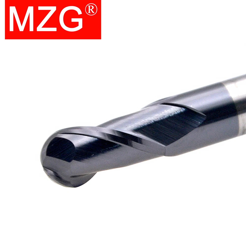 MZG 2 Flute HRC45 Ball Nose End Mill 1 2 4 8 mm Shank CNC Router Carving Bit Wood Carbide Spiral Milling Cutter for Woodworking