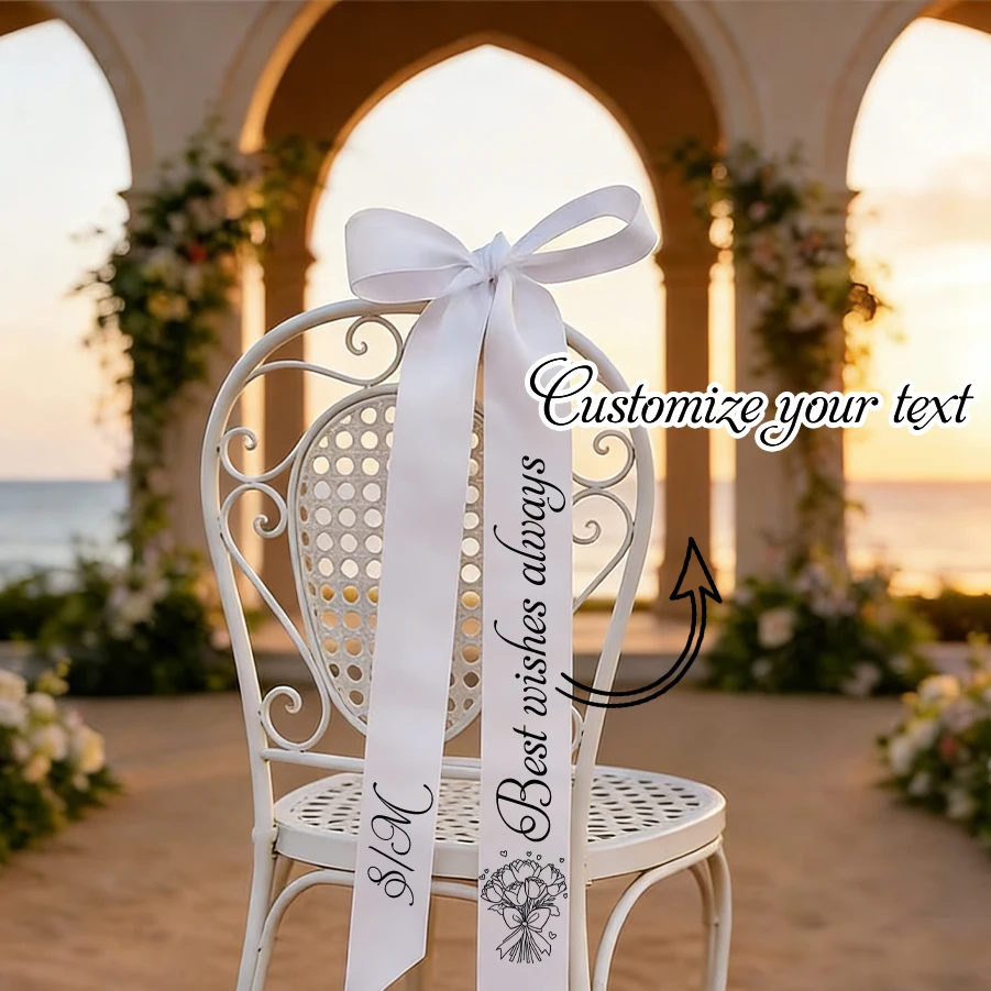 Lazo de cinta personalizado con texto para ramo de flores, fiestas, bodas, cumpleaños, decoración de asientos y escenarios, lazo de cinta para el hogar con texto personalizado