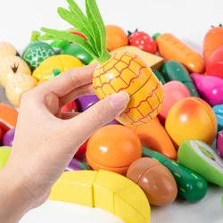 Jeu de simulation de cuisine pour enfants, jouet magnétique en bois, coupe de fruits, jeu classique, jouets Montessori