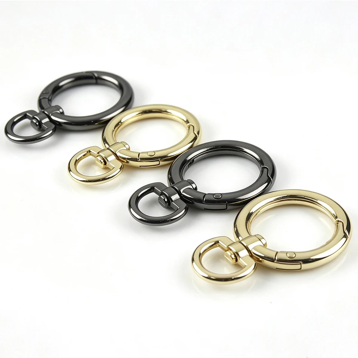 2-5 Stück Runde Karabinerhaken Drehverschluss O-Ringe Schnallen Clips Auslöser Schlüsselanhänger für Taschen Geldbörsen Schlüsselanhänger DIY-Zubehör – Detail 1