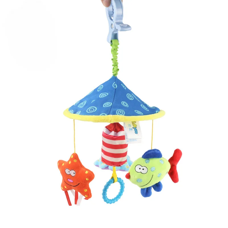 Newborn Plush Bed Trailer Hanging Toys Rotating Umbrella Cart Shaking Bell Wind Chime 0-1 Year Old Soothing Baby Crib Bell