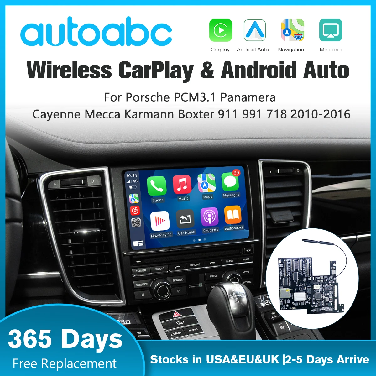 Drahtloses Carplay-Android-Automodul für PCM3.1 Panamera Cayenne Cayman Macan Boxster 911 991 718 AirPlay Mirror Link