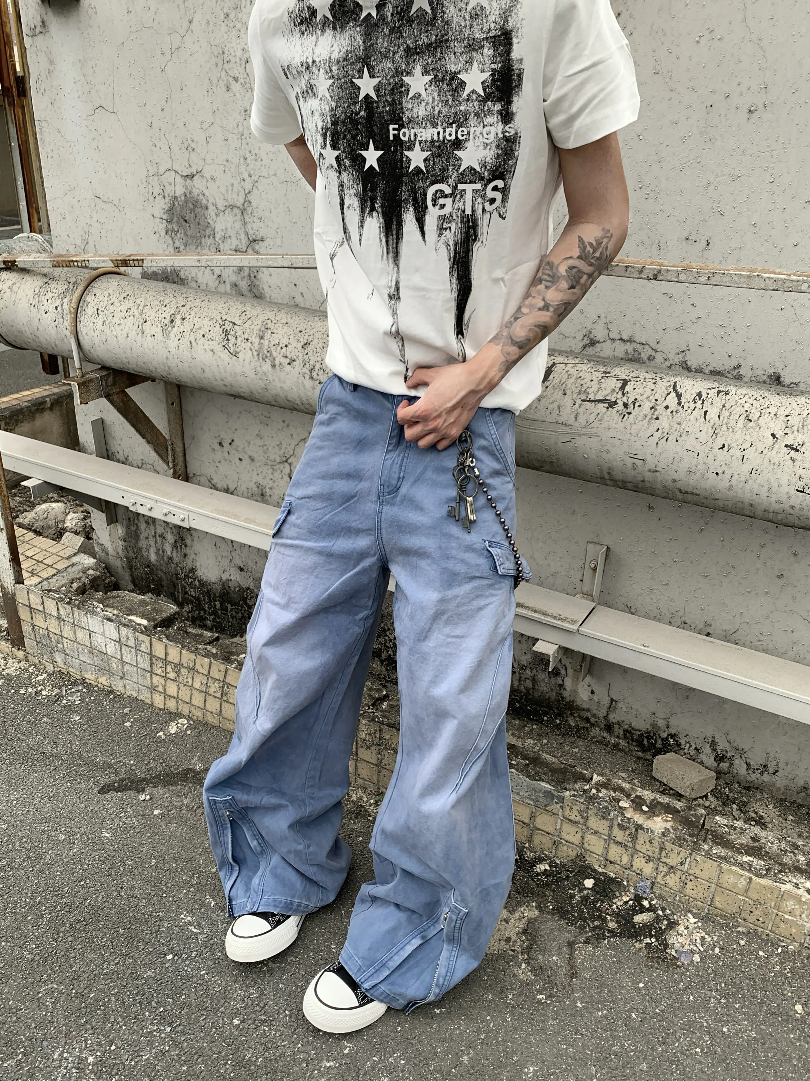 Loose French Workwear Cargo Pants Multi-Pocket Retro American Style for Men And Women Comfortable Denim Trousers That Don't Fade