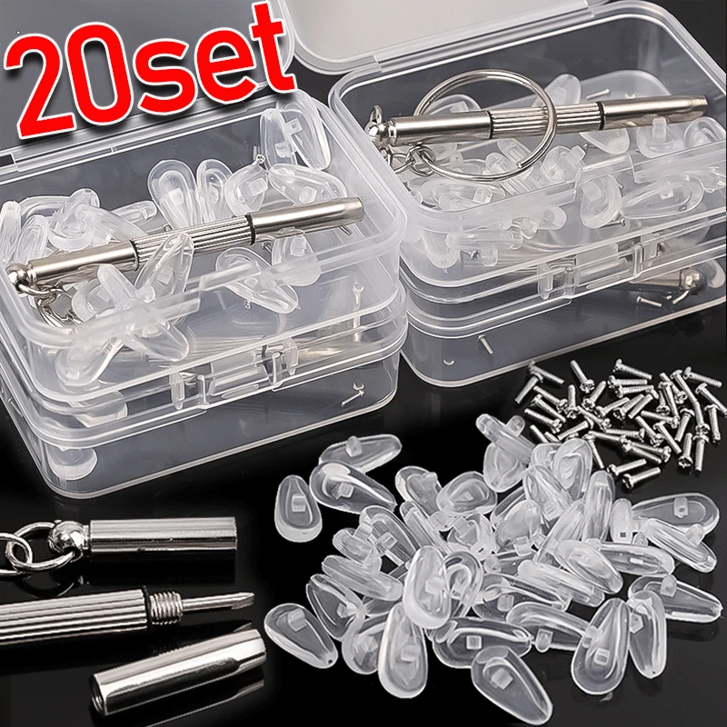 

4-20pcs/set Silicone Glasses Nose Pad Airbag Soft Air Non-Slip Air Cushion Boles with Screws Screwdrivers Eyeglasses Accessories