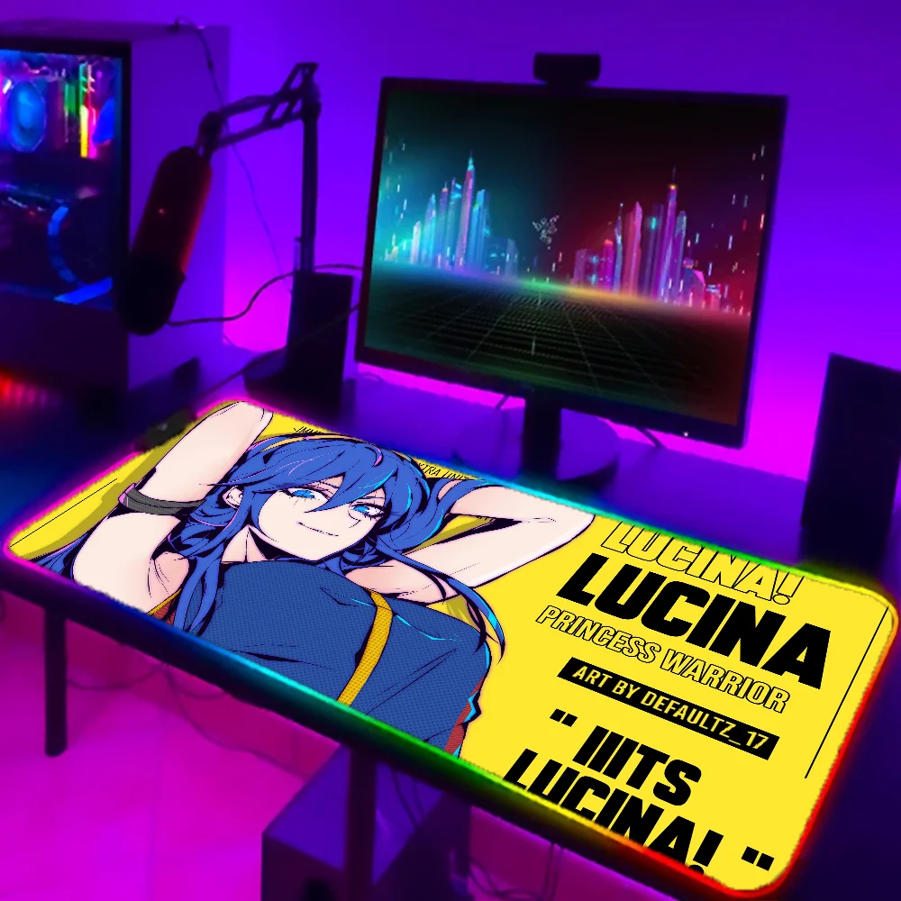 1PC Lucina Summer Outfit Mat XXL RGB Gaming Mouse Pads HD Black Gamer Accessories Large LED