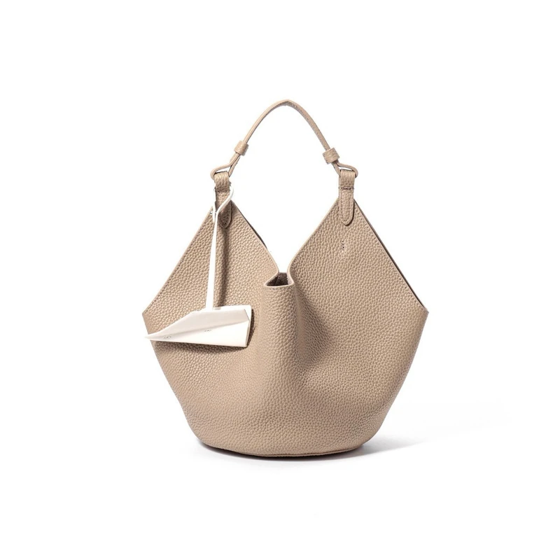 

Leather Bucket Bag Luxurious Large-Capacity Top-Grain Cowhide Hand-held Vegetable Basket Bag