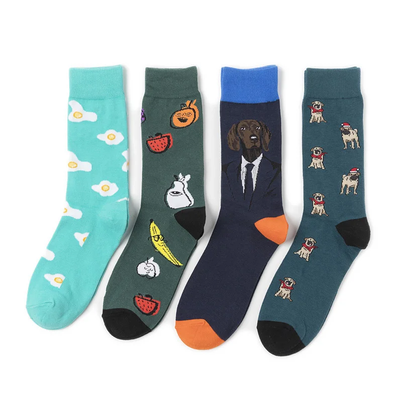 

Novelty Happy Funny Men Socks Combed Cotton Creative Long Tube Crazy Astronauts Floarl Avocado Bird Fish Sokken Christmas Gift