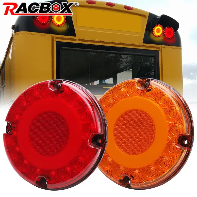 2pcs 7 Inch 36LED Bus Tail Lights Round Rear Stop Brake Tail Lamp Flash taillight 12-24V For Auto Truck caravans Lorry Car RV