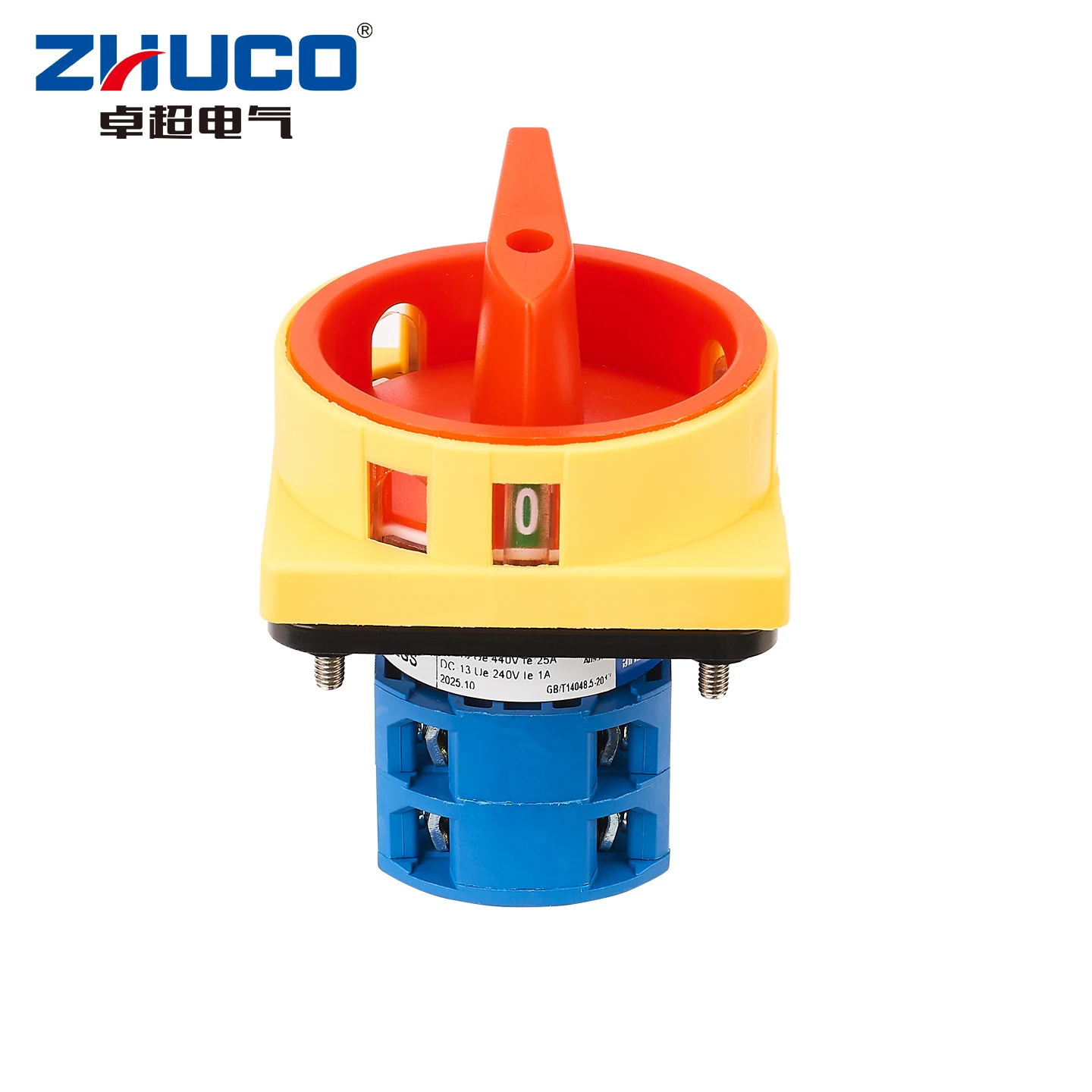 Zhuco 2-Position Selector Switch 25A 690V, 8-Terminal Universal Rotary Cam Selector with Locking Switch, Suitable for Distribution Cabinets, Machine Tools, Industrial Panels (Szw26-25/2Gs, on Off, Off on)