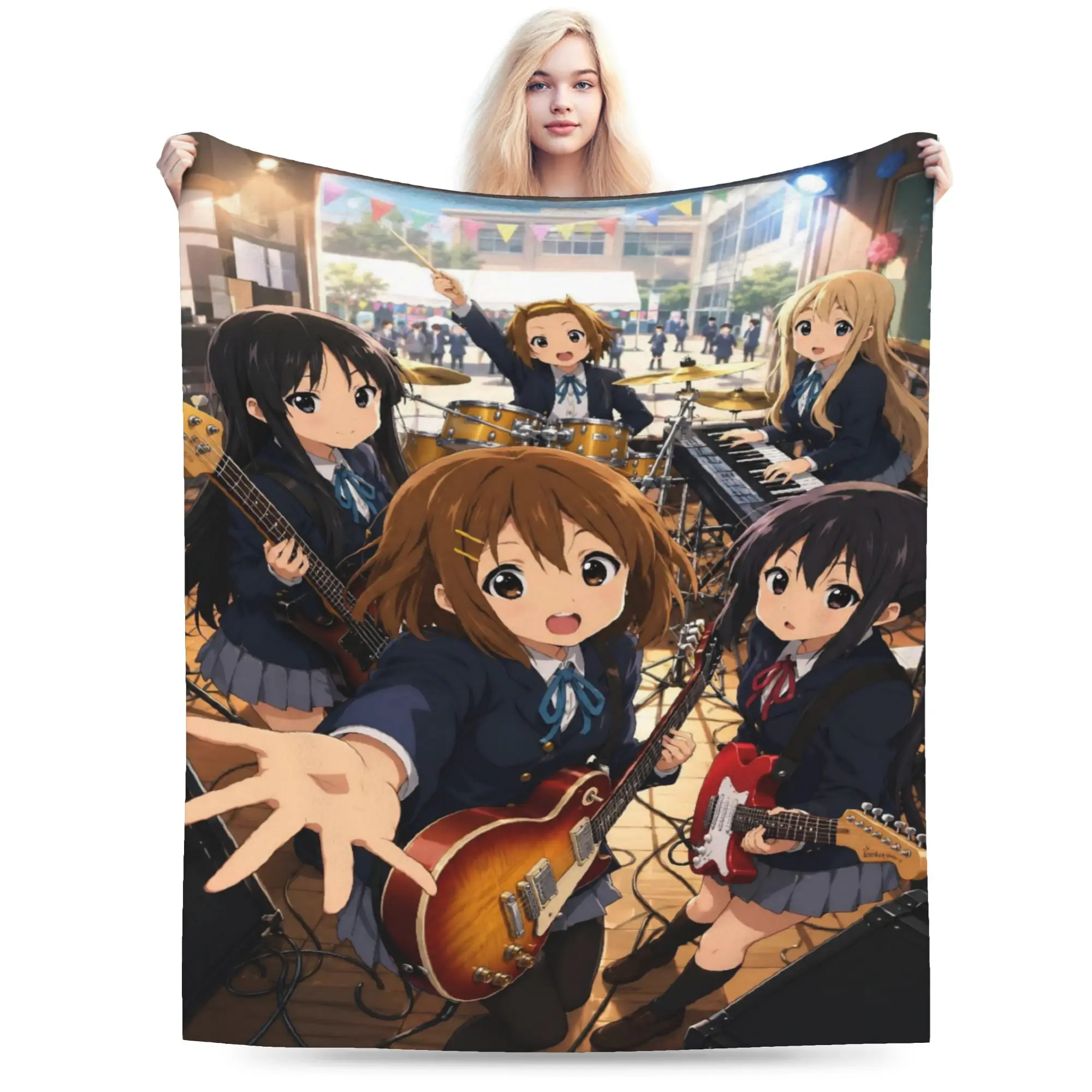 K-On! k-on girls anime Blanket Ultra-Soft Flannel Healing Present  Throw Blanket Plush Thin Quilt