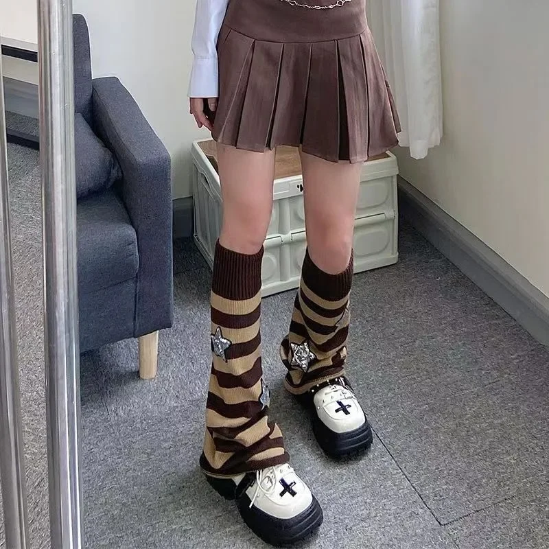 Jambières à rayures étoiles, sous-culture Fairycore, chaussettes Y2j Grunge adt, Harajuku Streetwear, couvre-pieds punk décontractés, automne et hiver