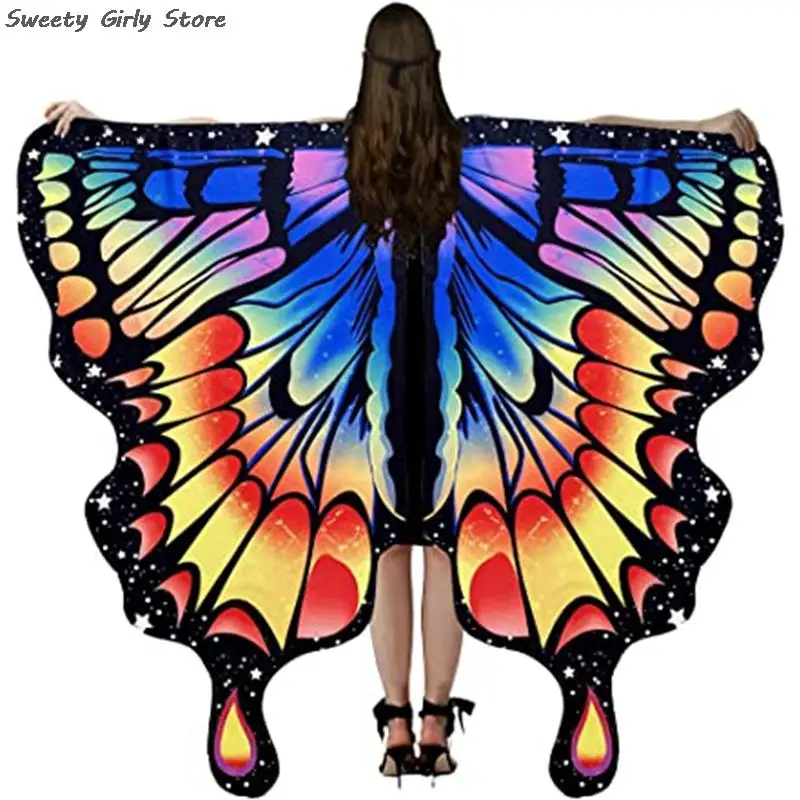 Performance Stage Butterfly Wings Cosplay Costume Clothing Club Party Cloak Girls Fairy Cape Dance Shawl Beach Towel Princess