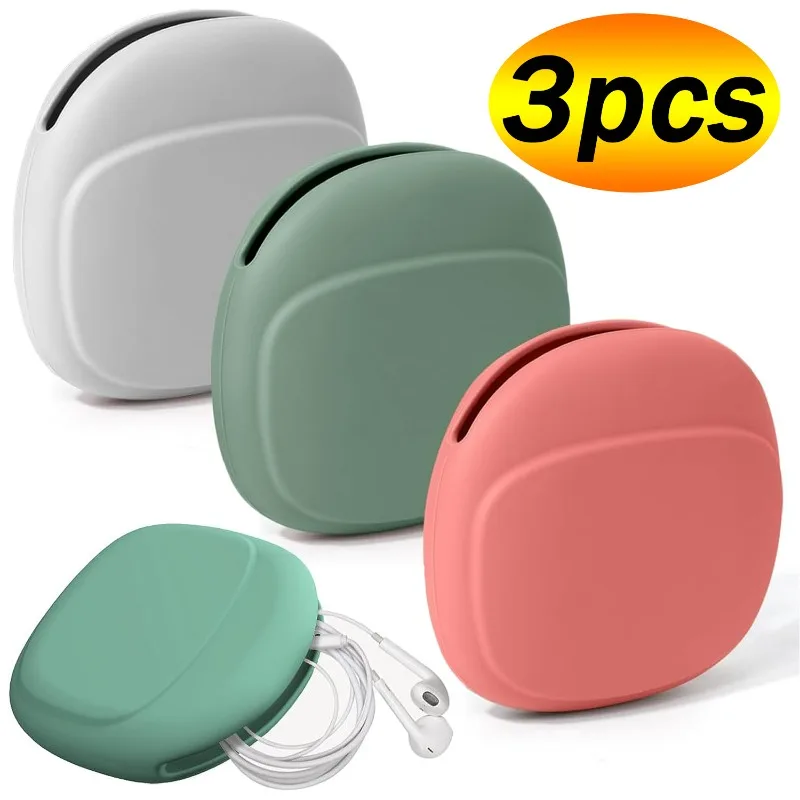 Portable Silicone Headphone Organizer Data Cable Punch Purse Mini Charging Cord Earphone Line Storage Case Winder Holder Keeper