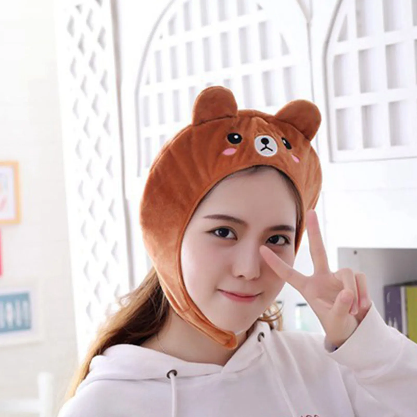 Novelty Animal Headwear Bear Hat One Size Safety Environmental PP Cotton Filler Multipurpose Warm Easter Halloween Christmas view 3