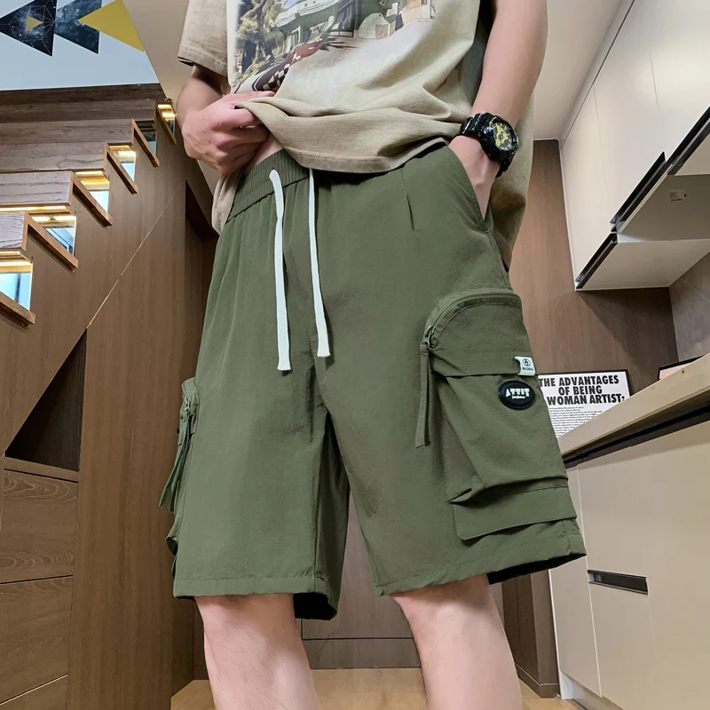

New Summer Classic Fashion Solid Color Large Pocket Cargo Shorts Men's Casual Loose Sports Breathable High Quality Shorts