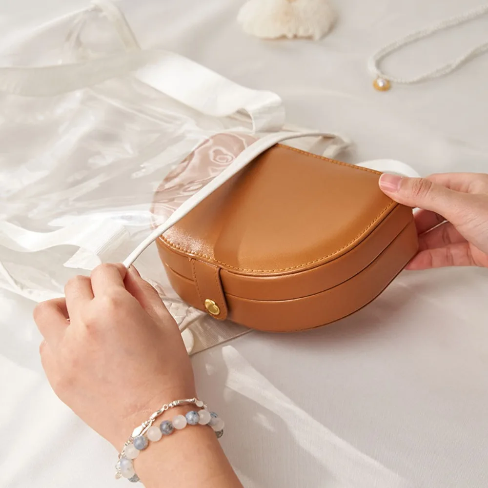 الراقية بو الجلود صندوق مجوهرات سعة كبيرة مزدوجة الطبقات مجوهرات المنظم بلون رائعة السفر مجوهرات حالة السفر